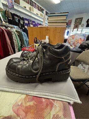 London Underground Y2K Men's Black Leather Lace-Up Platform Boots